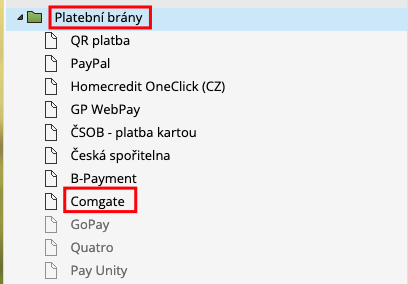 Platby online přes Comgate v administraci eshopu