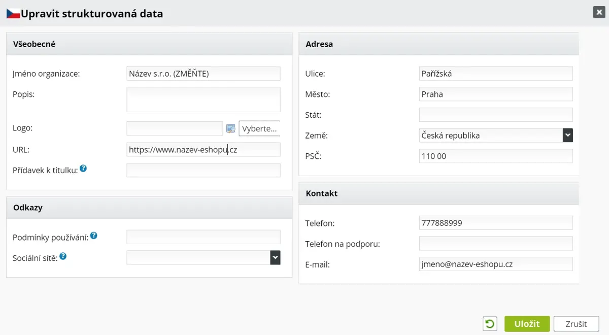 Vyplňte strukturovaná data pro jazykovou verzi - ByznysWeb.cz