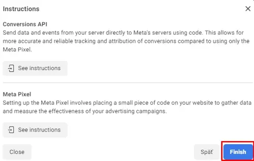 Finish- přidání datasetu pro Facebook conversion API - ByznysWeb.cz návod