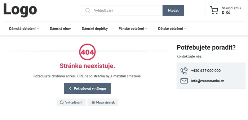 Automaticky generovaná strukturovaná data do oblasti Nabídka asistence, nebo na stránku 404